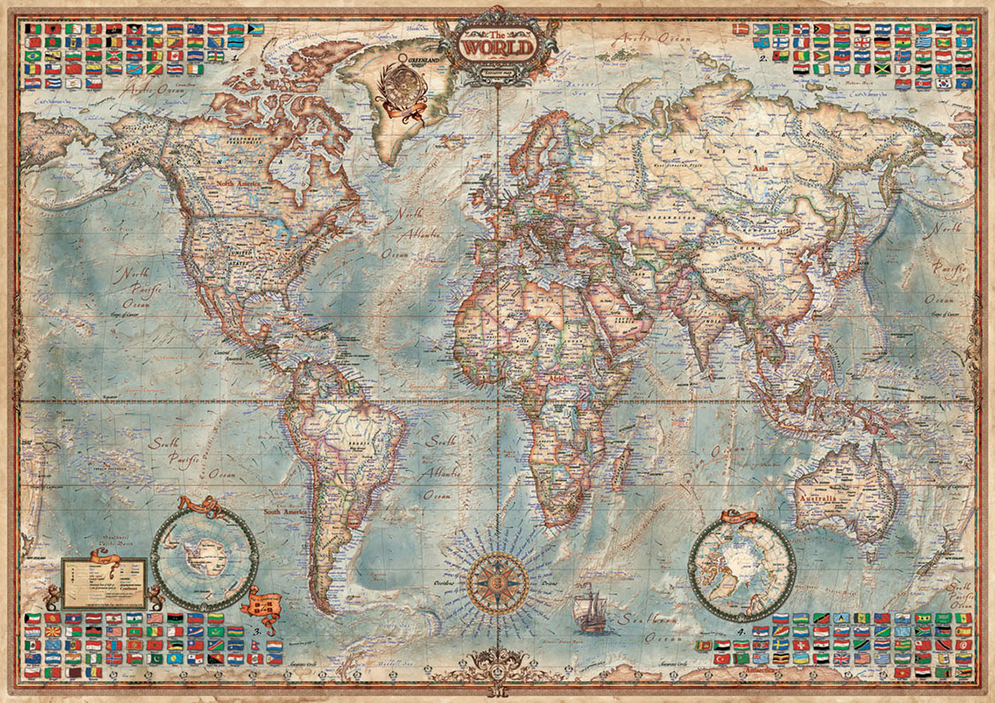 Historical World Map, 8000 Pieces, Educa