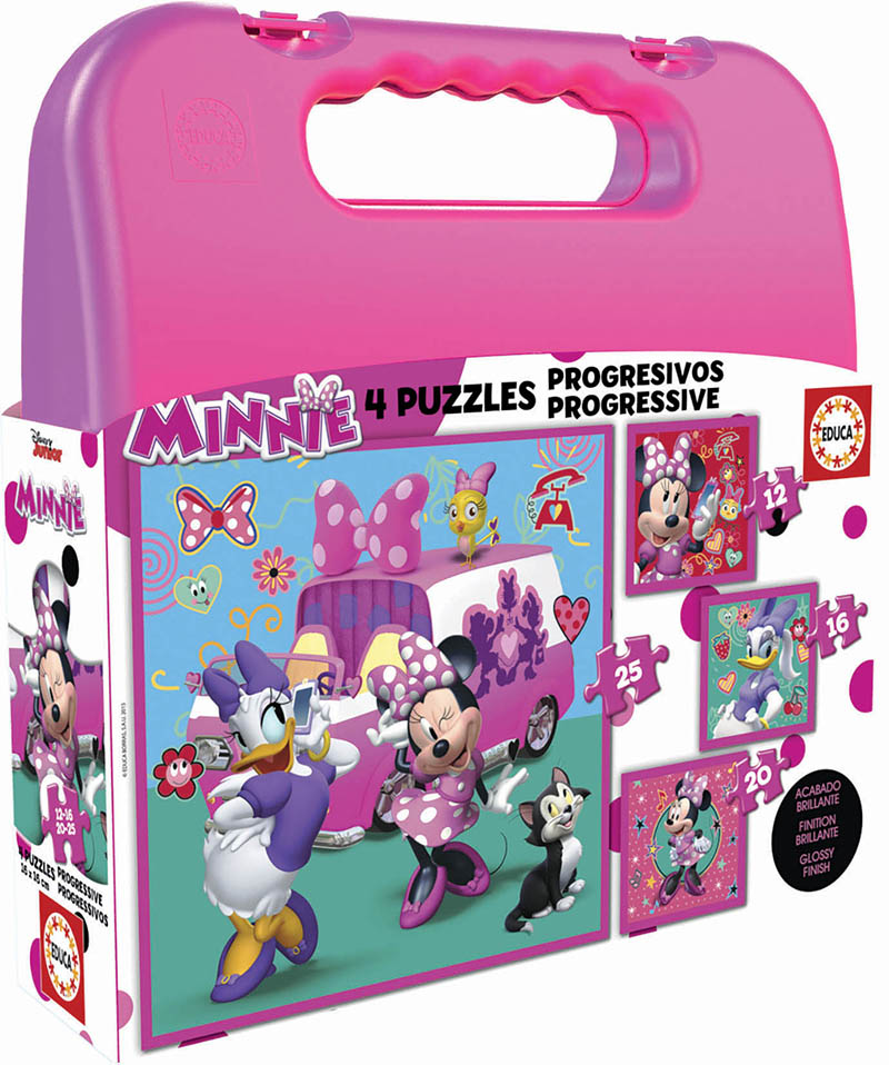 Progressive Puzzles Minnie Happy Helpers Case 12+16+20+25 - Educa Borras