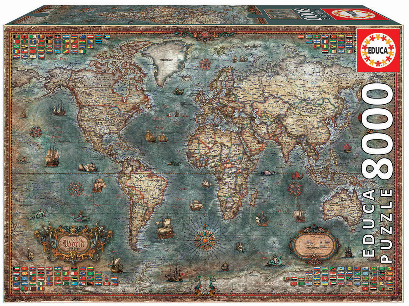 Puzzle Educa Puzzle 8000 pieces mappemonde historique - 18017 - Borras