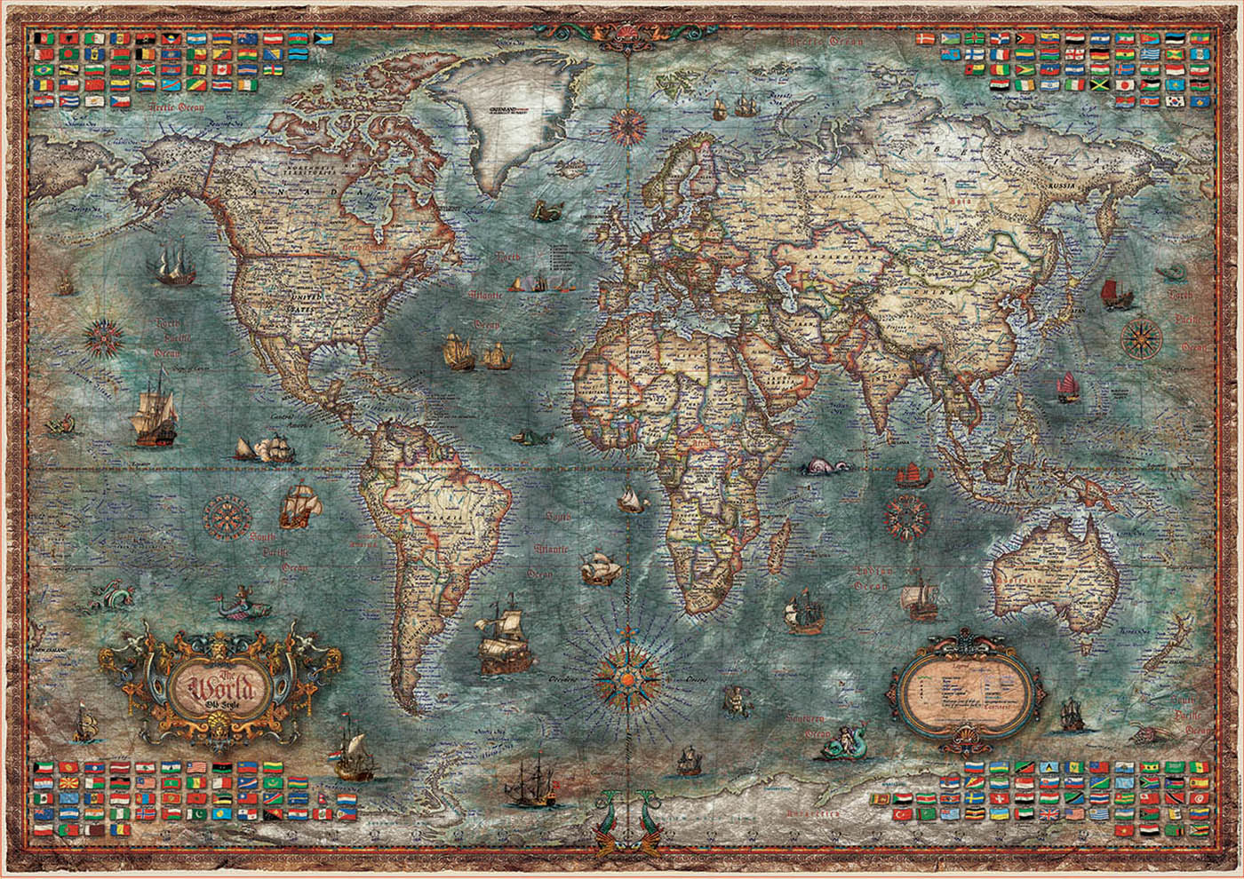 Educa - Pirates Map - 2000 Piece Jigsaw Puzzle - Puzzle Glue Included -  Completed Image Measures 37.75 x 26.75 - Ages 14+ (18008)