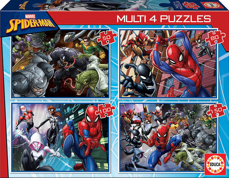 Puzzle de 50 à 150 pièces : 4 puzzles : Spiderman EDUCA Pas Cher 