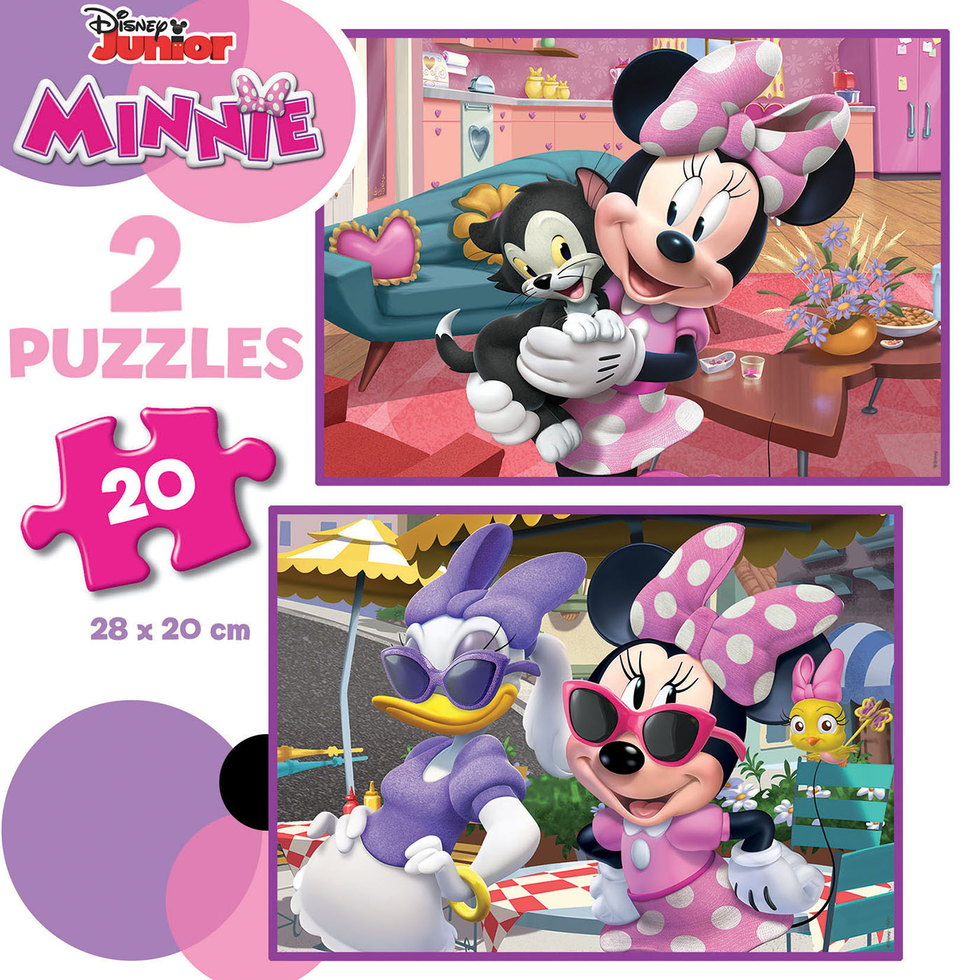 Puzzle en bois - 2x25 pièces - Enfant - Dès 3 ans - 2 modèles - Minnie et  Daisy - Educa - Beaux-arts