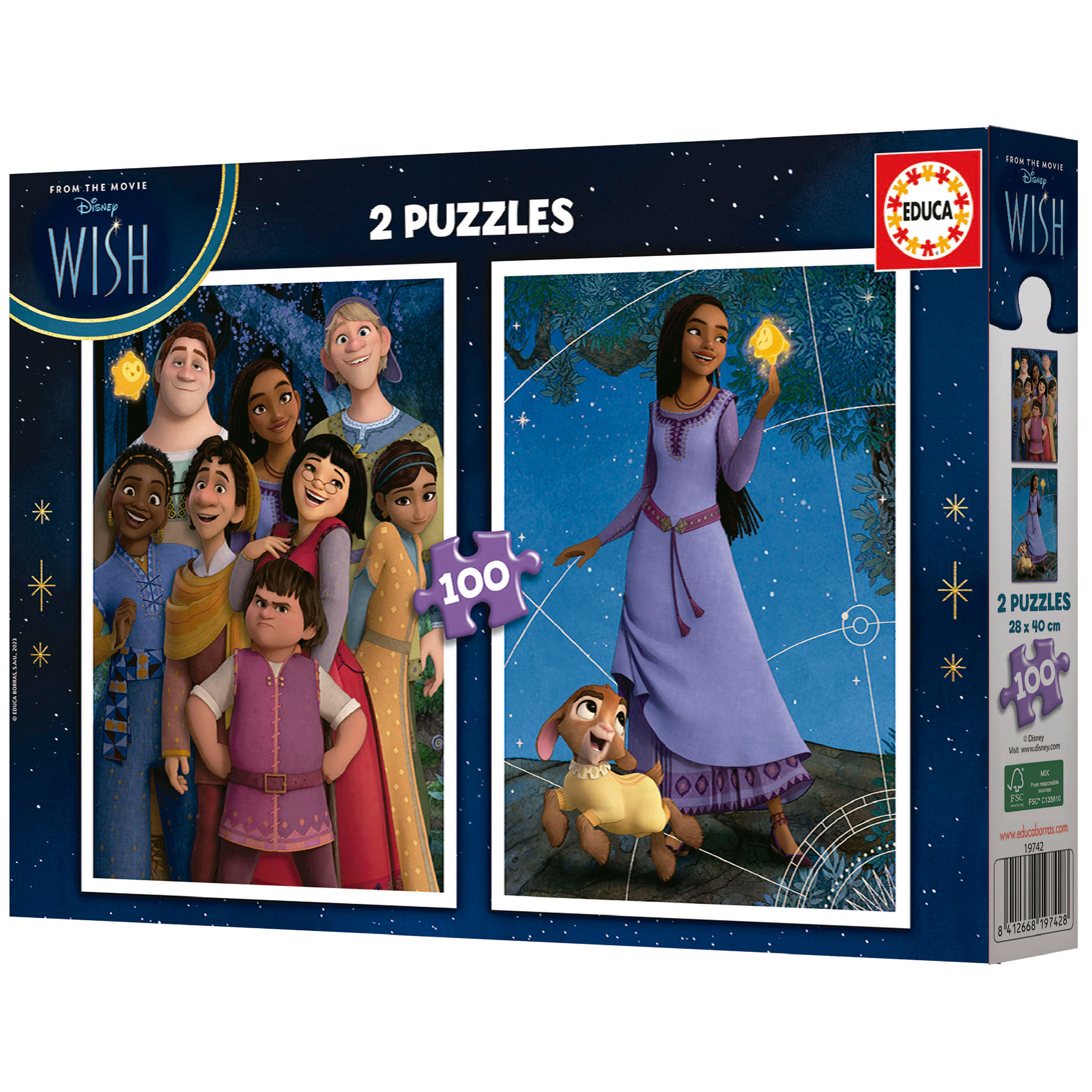 2X100 Puzzles Disney Wish - EDUCA - violet, Jouet