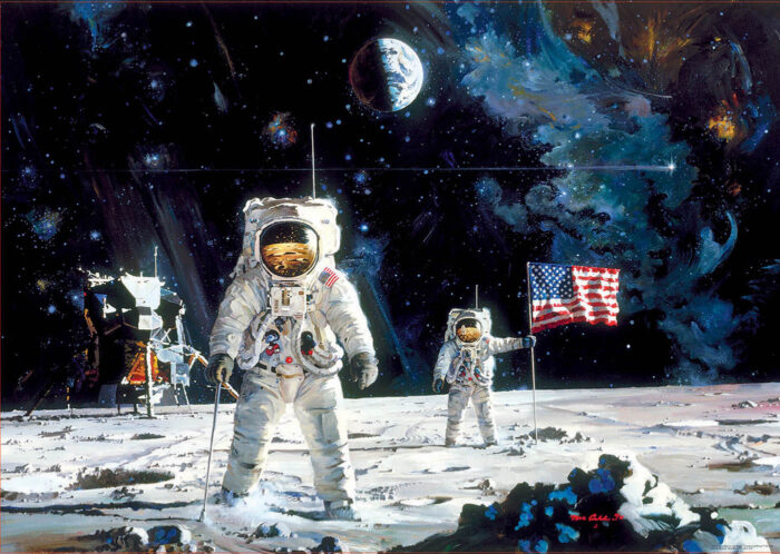 first man on the moon pictures